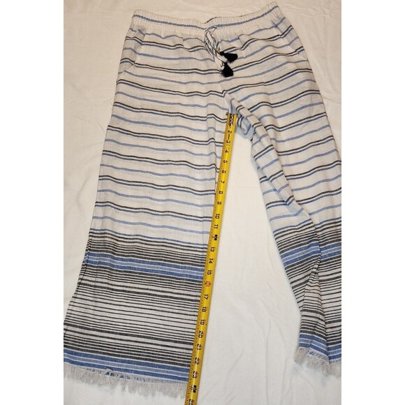 Tommy Bahama Linen Cotton Cropped Beach Pants Women's Small Fringed Hem Tasseled - Picture 2 of 5